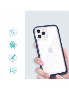 Genomskinligt 3-i-1 fodral för iPhone 11 Pro Max blå ram gel skal