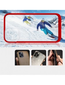 Genomskinligt 3in1-fodral för iPhone 11 Pro Max Frame Cover Gel Röd