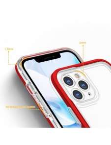 Genomskinligt 3in1-fodral för iPhone 11 Pro Max Frame Cover Gel Röd