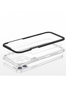 Klart 3in1-fodral för iPhone 12 Frame Gel Cover Svart