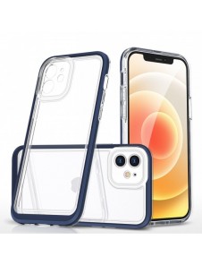 Genomskinligt 3-i-1 fodral för iPhone 12 blå ram gel skal