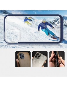 Genomskinligt 3-i-1 fodral för iPhone 12 blå ram gel skal