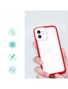 Klart 3-i-1 fodral för iPhone 12 ram gel skal rött