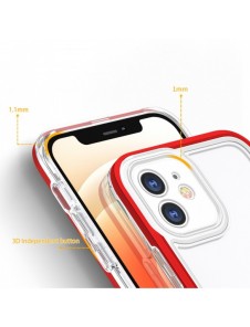 Klart 3-i-1 fodral för iPhone 12 ram gel skal rött