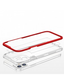 Klart 3-i-1 fodral för iPhone 12 ram gel skal rött