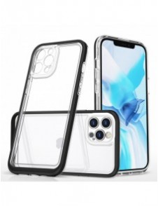 Genomskinligt 3-i-1 fodral för iPhone 12 Pro frame gel skal svart