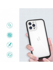 Genomskinligt 3-i-1 fodral för iPhone 12 Pro frame gel skal svart