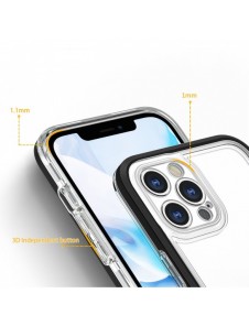 Genomskinligt 3-i-1 fodral för iPhone 12 Pro frame gel skal svart