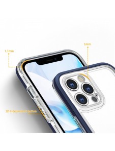 Genomskinligt 3-i-1 fodral för iPhone 12 Pro blå ram gel skal