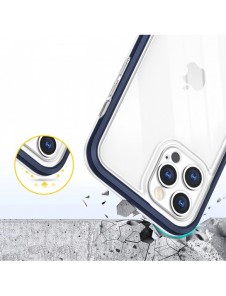 Genomskinligt 3-i-1 fodral för iPhone 12 Pro blå ram gel skal