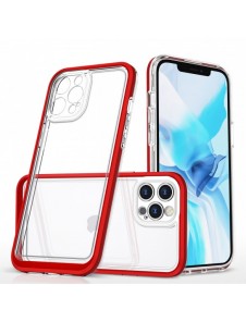 Genomskinligt 3-i-1 fodral för iPhone 12 Pro ram gel skal rött