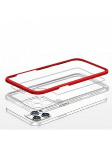 Genomskinligt 3-i-1 fodral för iPhone 12 Pro ram gel skal rött