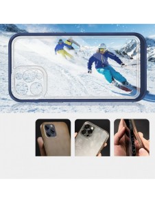 Genomskinligt 3-i-1 fodral för iPhone 12 Pro Max blå ram gel skal