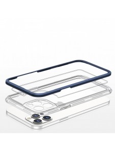 Genomskinligt 3-i-1 fodral för iPhone 12 Pro Max blå ram gel skal