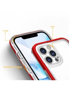 Genomskinligt 3in1-fodral för iPhone 12 Pro Max Ramskydd Gel Röd