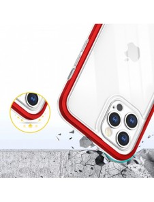 Genomskinligt 3in1-fodral för iPhone 12 Pro Max Ramskydd Gel Röd
