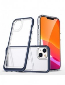 Genomskinligt 3-i-1 fodral för iPhone 13 blå ram gel skal