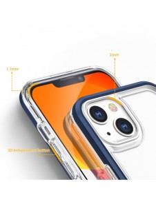 Genomskinligt 3-i-1 fodral för iPhone 13 blå ram gel skal