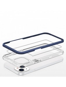 Genomskinligt 3-i-1 fodral för iPhone 13 blå ram gel skal