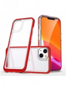 Genomskinligt 3in1-fodral för iPhone 13 Ramskydd Gel Röd