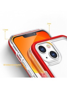 Genomskinligt 3in1-fodral för iPhone 13 Ramskydd Gel Röd