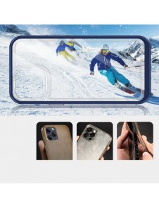 Genomskinligt 3-i-1 fodral för iPhone 13 Pro blå ram gel skal