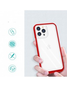 Genomskinligt 3-i-1-fodral för iPhone 13 Pro ramskal gelröd