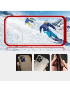 Genomskinligt 3-i-1-fodral för iPhone 13 Pro ramskal gelröd
