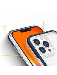 Genomskinligt 3in1-fodral för iPhone 13 Pro Max Ramskydd Gel Blå