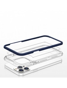 Genomskinligt 3in1-fodral för iPhone 13 Pro Max Ramskydd Gel Blå