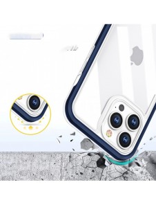 Genomskinligt 3in1-fodral för iPhone 13 Pro Max Ramskydd Gel Blå
