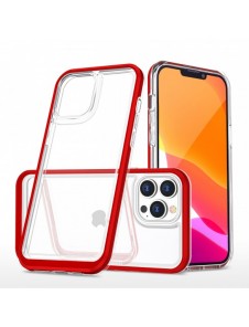 Genomskinligt 3in1-fodral för iPhone 13 Pro Max Frame Cover Gel Röd