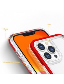 Genomskinligt 3in1-fodral för iPhone 13 Pro Max Frame Cover Gel Röd