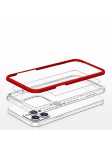 Genomskinligt 3in1-fodral för iPhone 13 Pro Max Frame Cover Gel Röd