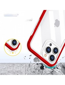 Genomskinligt 3in1-fodral för iPhone 13 Pro Max Frame Cover Gel Röd