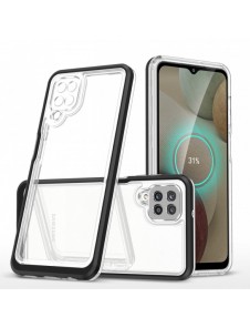 Genomskinligt 3-i-1 fodral för Samsung Galaxy A12 5G Frame Gel Cover Svart