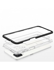 Genomskinligt 3-i-1 fodral för Samsung Galaxy A12 5G Frame Gel Cover Svart