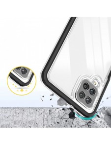 Genomskinligt 3-i-1 fodral för Samsung Galaxy A12 5G Frame Gel Cover Svart