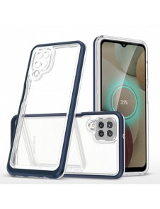 Genomskinligt 3-i-1 fodral för Samsung Galaxy A12 5G Frame Gel Cover Blå