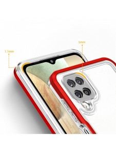 Genomskinligt 3in1-fodral för Samsung Galaxy A12 5G Frame Gel Cover Röd