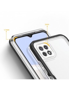 Genomskinligt 3-i-1 fodral för Samsung Galaxy A22 5G Frame Gel Cover Svart