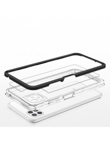 Genomskinligt 3-i-1 fodral för Samsung Galaxy A22 5G Frame Gel Cover Svart