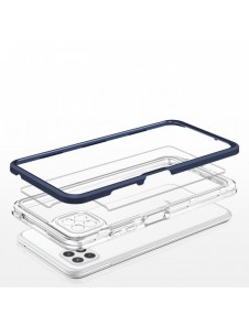 Genomskinligt 3-i-1 fodral för Samsung Galaxy A22 5G Frame Gel Cover Blå