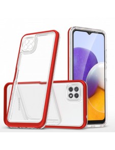 Genomskinligt 3in1-fodral för Samsung Galaxy A22 5G Frame Gel Cover Röd