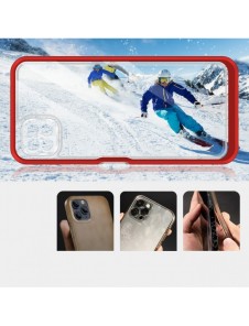 Genomskinligt 3in1-fodral för Samsung Galaxy A22 5G Frame Gel Cover Röd