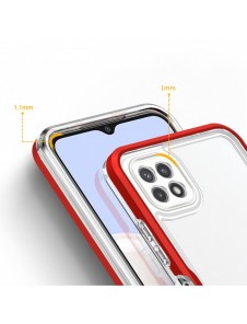 Genomskinligt 3in1-fodral för Samsung Galaxy A22 5G Frame Gel Cover Röd