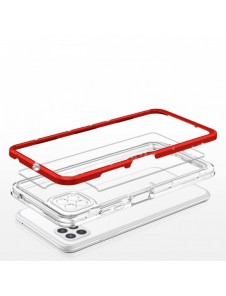 Genomskinligt 3in1-fodral för Samsung Galaxy A22 5G Frame Gel Cover Röd