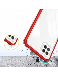 Genomskinligt 3in1-fodral för Samsung Galaxy A22 5G Frame Gel Cover Röd