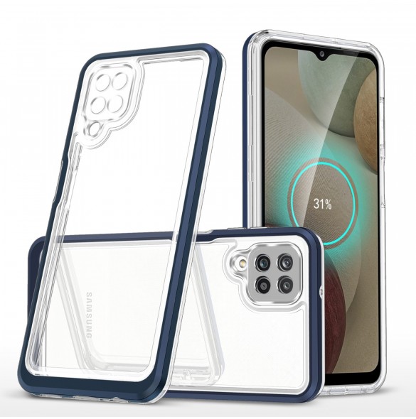 Genomskinligt 3in1-fodral för Samsung Galaxy A22 4G Frame Gel Cover Blå