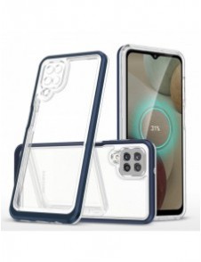 Genomskinligt 3in1-fodral för Samsung Galaxy A22 4G Frame Gel Cover Blå